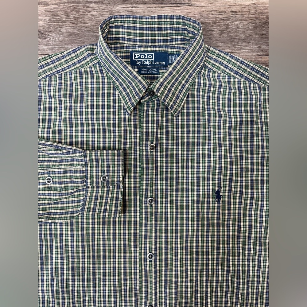 Vintage Polo Ralph Lauren Marlowe 100% Cotton Button Up Men’s Shirt Size Medium